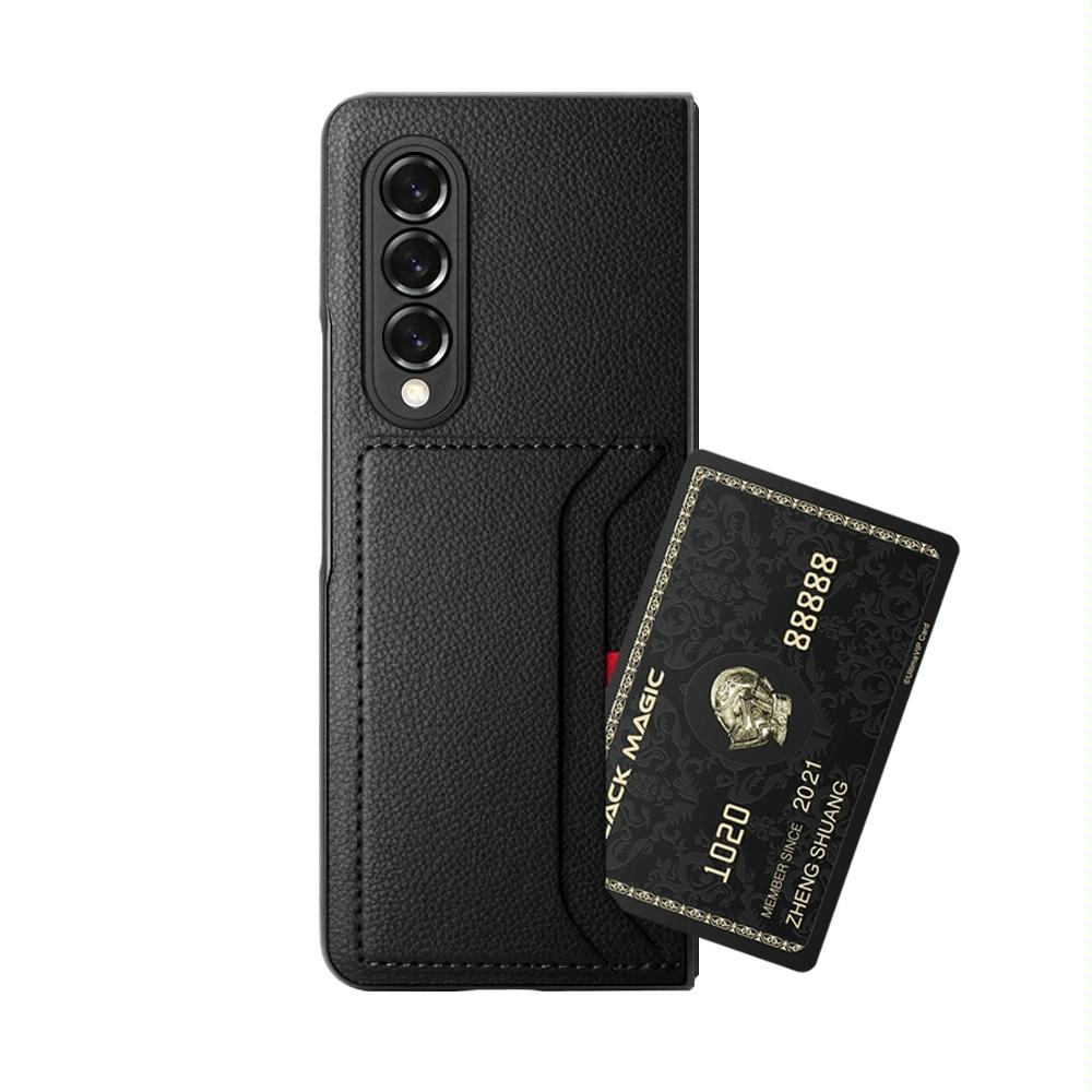 For Samsung Galaxy Z Fold4 5G Litchi Texture Microfiber Case - Brown