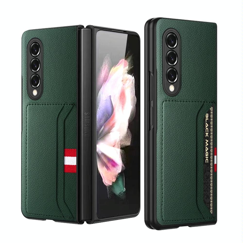 For Samsung Galaxy Z Fold4 5G Litchi Texture Microfiber Case - Brown