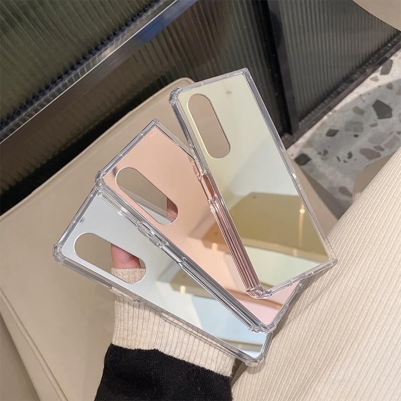 Reflective Noodle Case for Samsung Galaxy z Fold 4 - Reflective Finish - Rose Gold