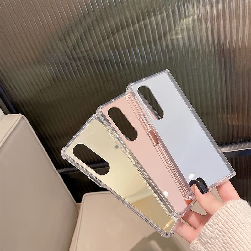 Reflective Noodle Case for Samsung Galaxy z Fold 4 - Reflective Finish - Rose Gold
