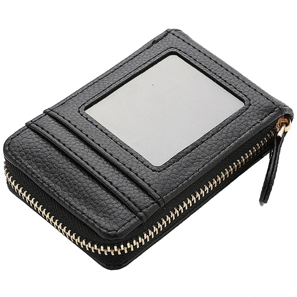 Multi Slot Short Card Holder With Zipper Coin Purse Pu Leather - Purple