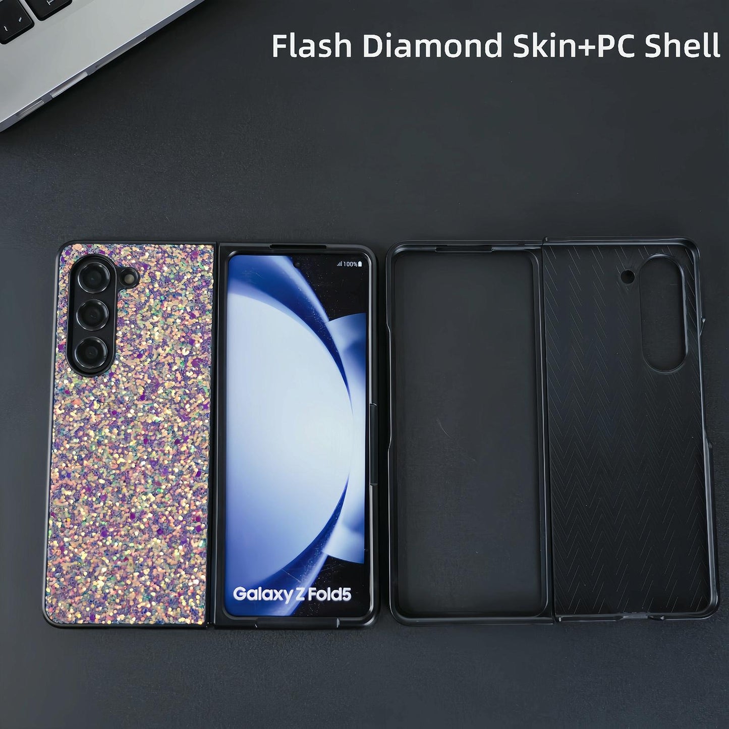 Foldable Diamond Case for Samsung Galaxy z Fold 4 - Compact and Stylish - Flash Green