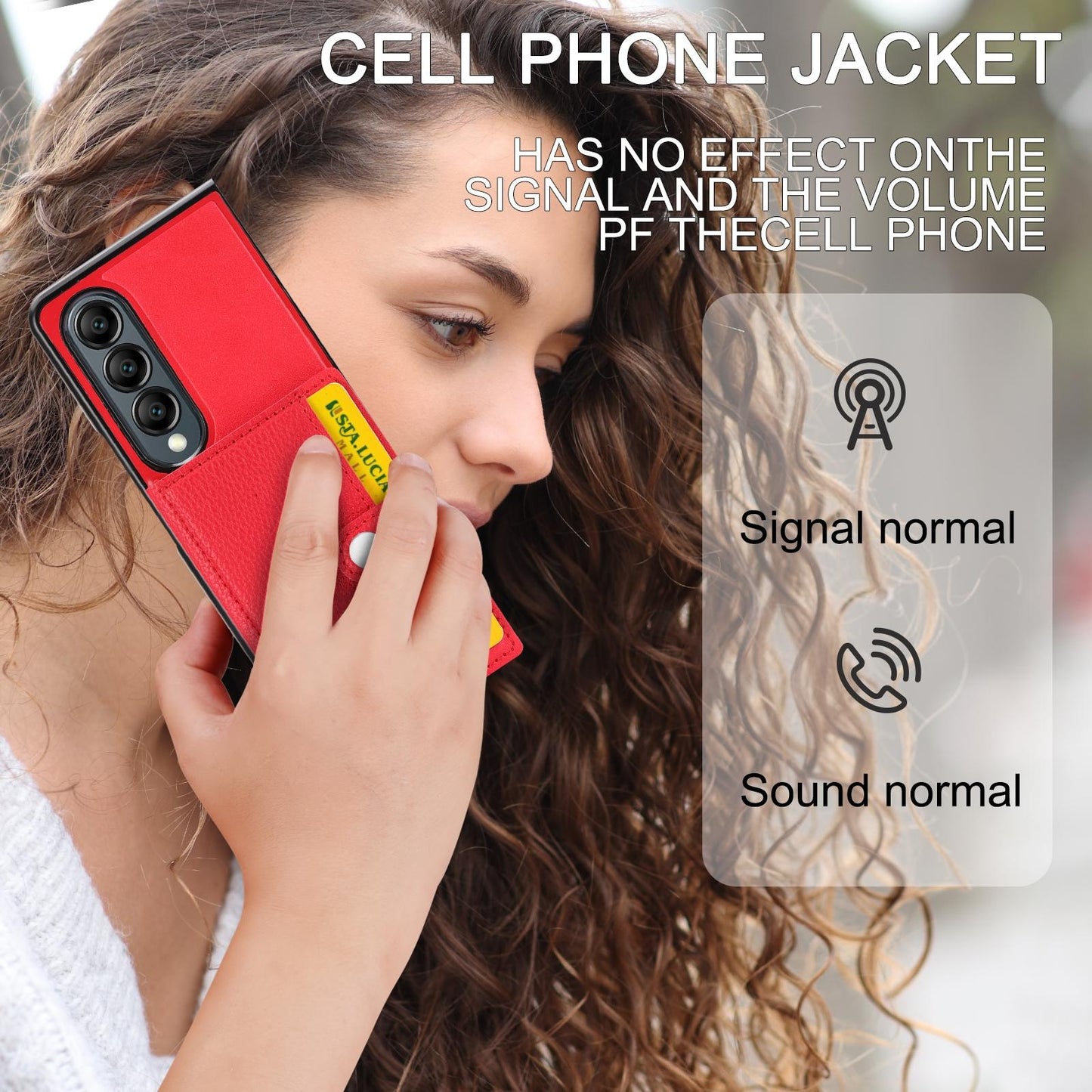 Litchi Pattern Single Button Card Holder Phone Case - Brown