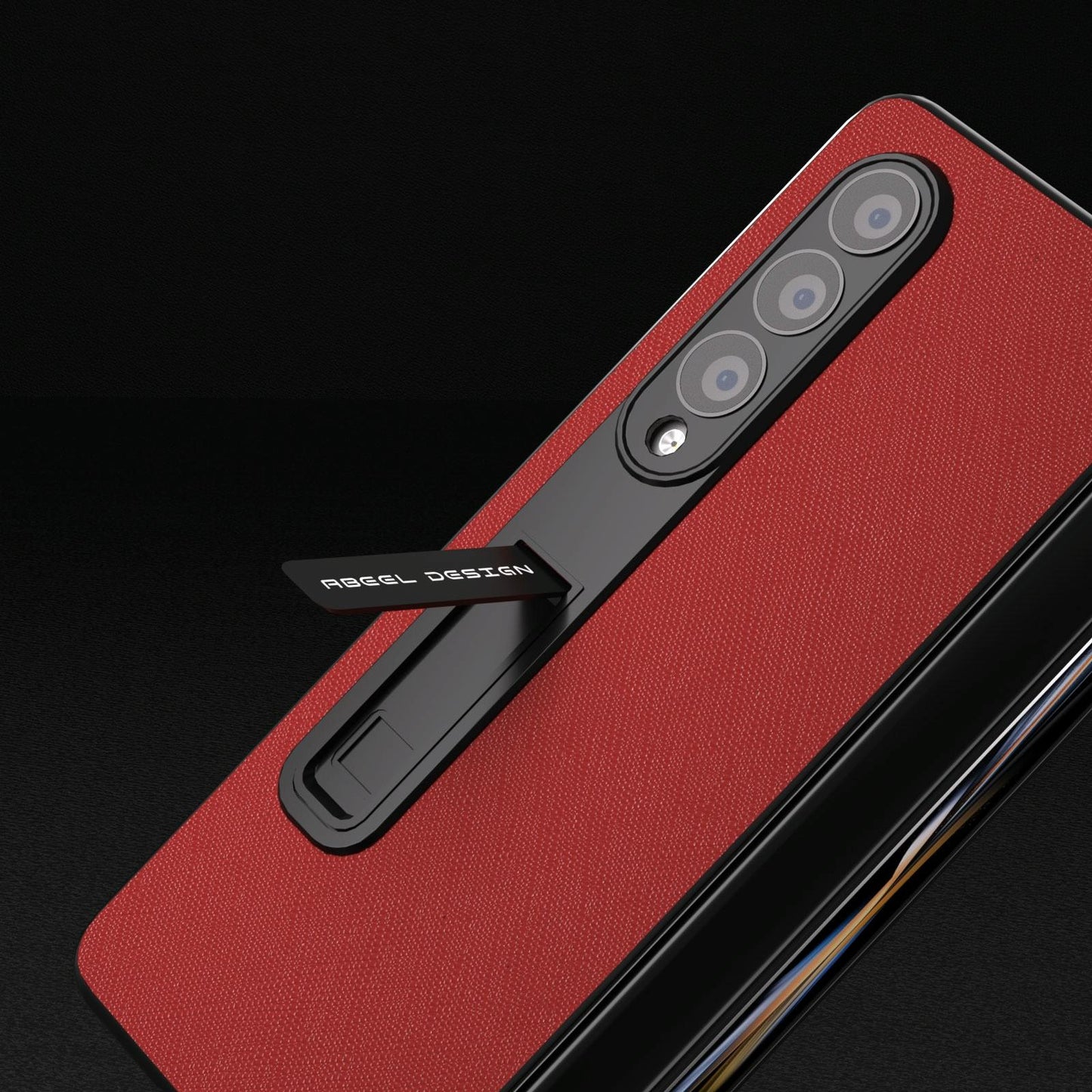 Cross Texture Leather Phone Case with Holder for Samsung Galaxy z Fold 4 5g - Red