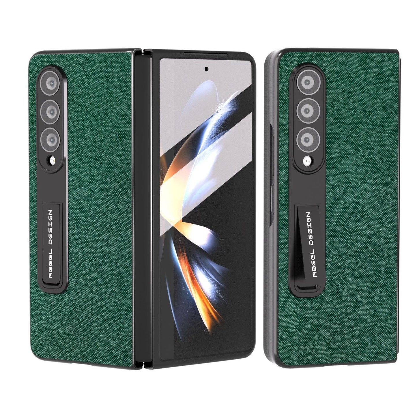 Cross Texture Leather Phone Case with Holder for Samsung Galaxy z Fold 4 5g - Red