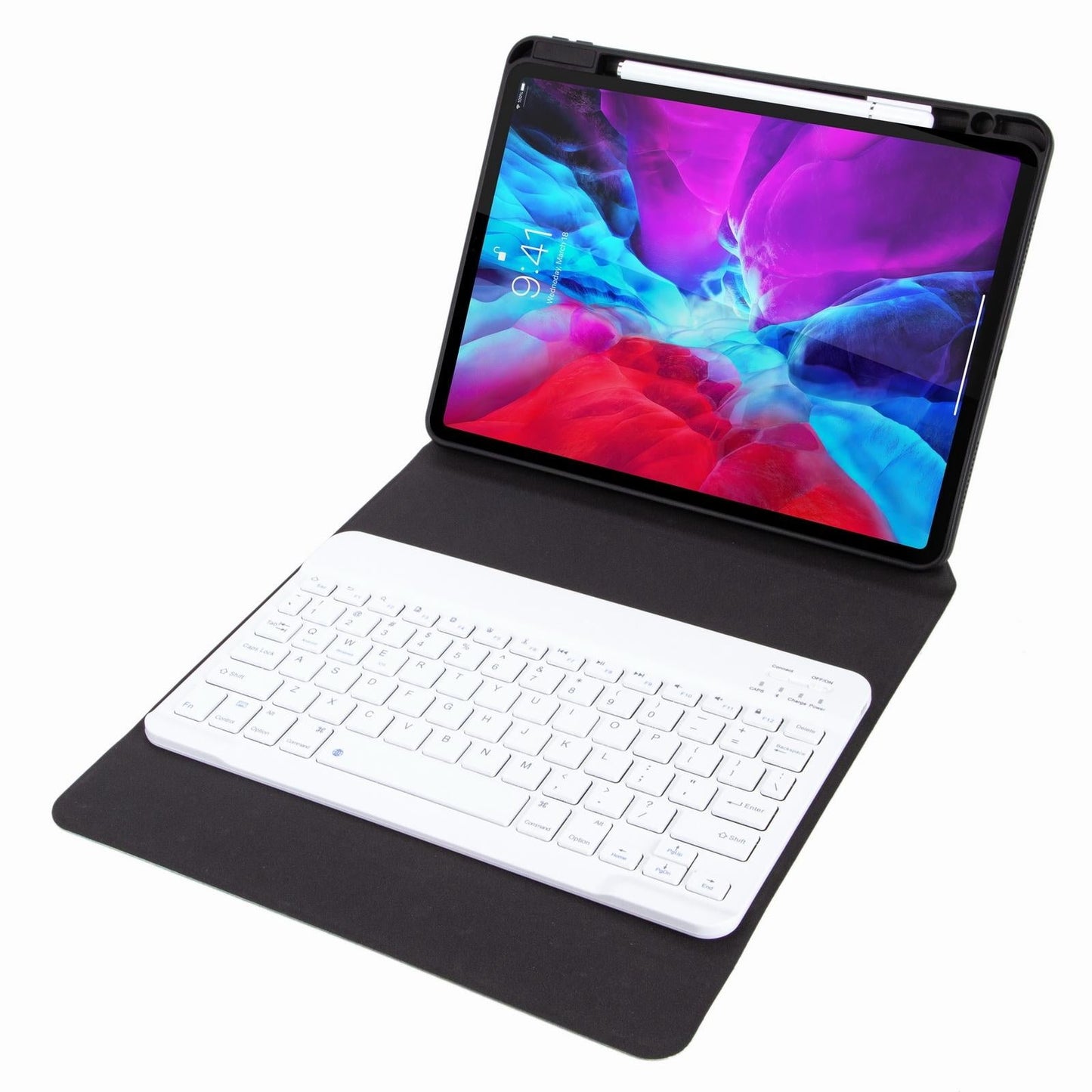 Leather Case With Bluetooth Keyboard For Ipad 9.7 2018 & 2017 - Three-Fold Holder - Purple