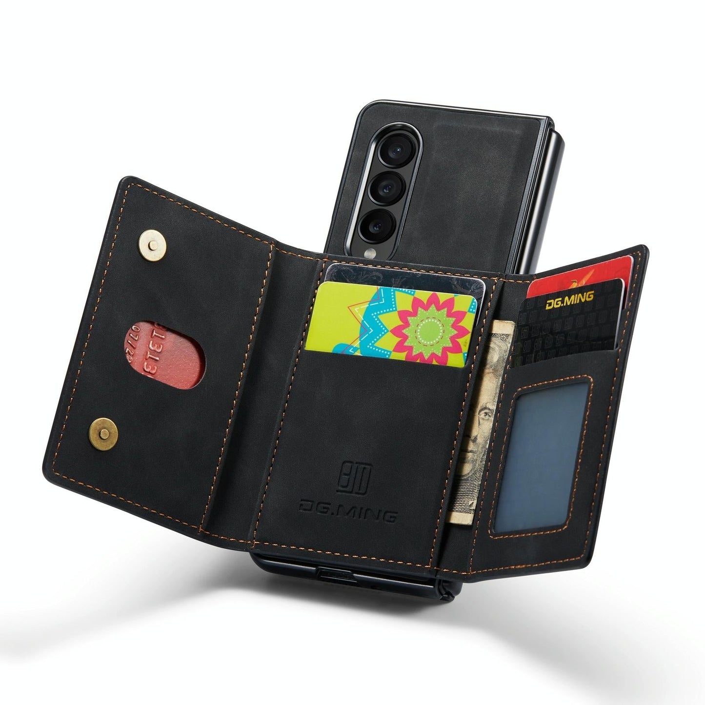 Multi-card Phone Case for Samsung Galaxy z Fold 4 - Fits Dg.ming M2 Series - Coffee