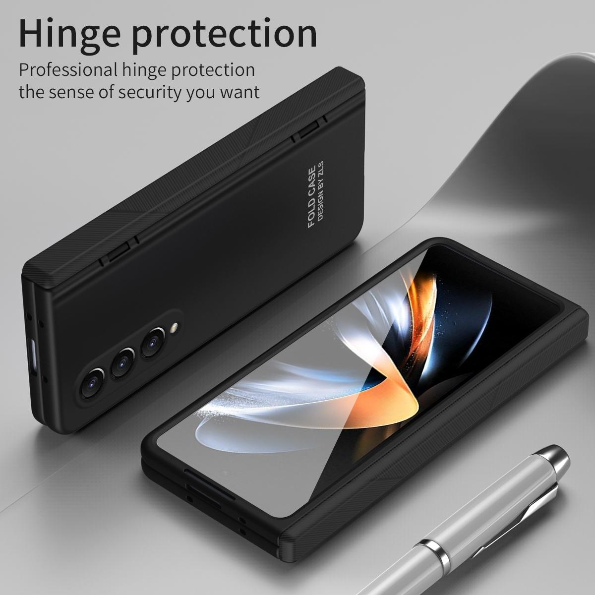 Foldable Phone Case with Pen and Stylus for Samsung Galaxy z Fold 4 / 5g - White