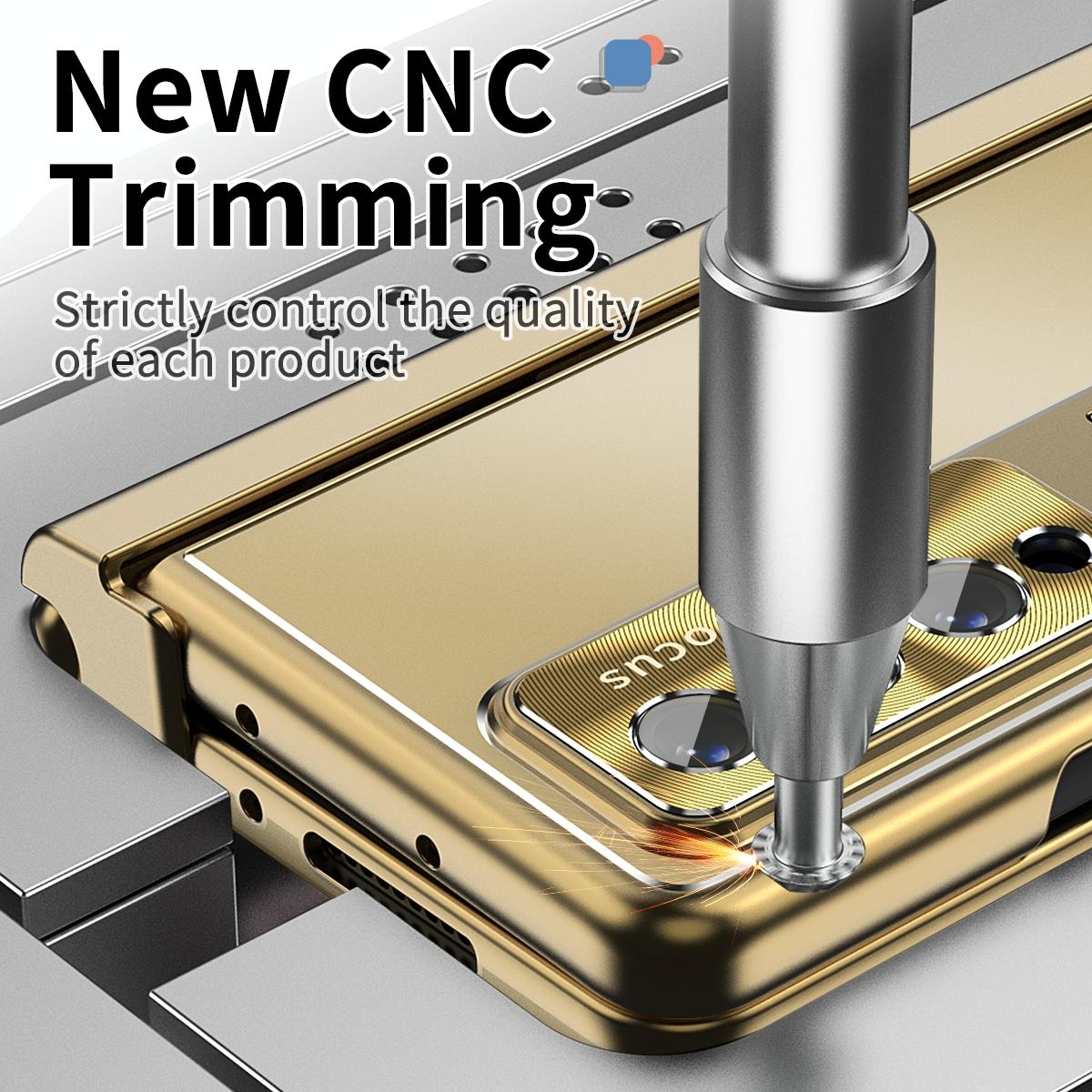 Shockproof Aluminum Double Hinge Case for Samsung Galaxy z Fold 4 - Gold