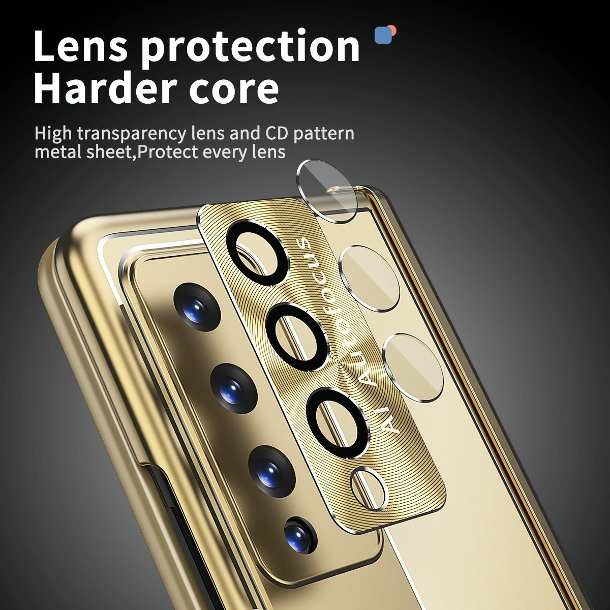 Shockproof Aluminum Double Hinge Case for Samsung Galaxy z Fold 4 - Gold