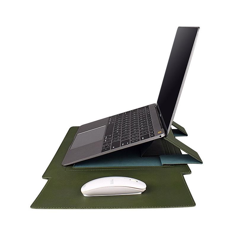 14.1 Inch Laptop Sleeve Leather Carrying Bag - Green