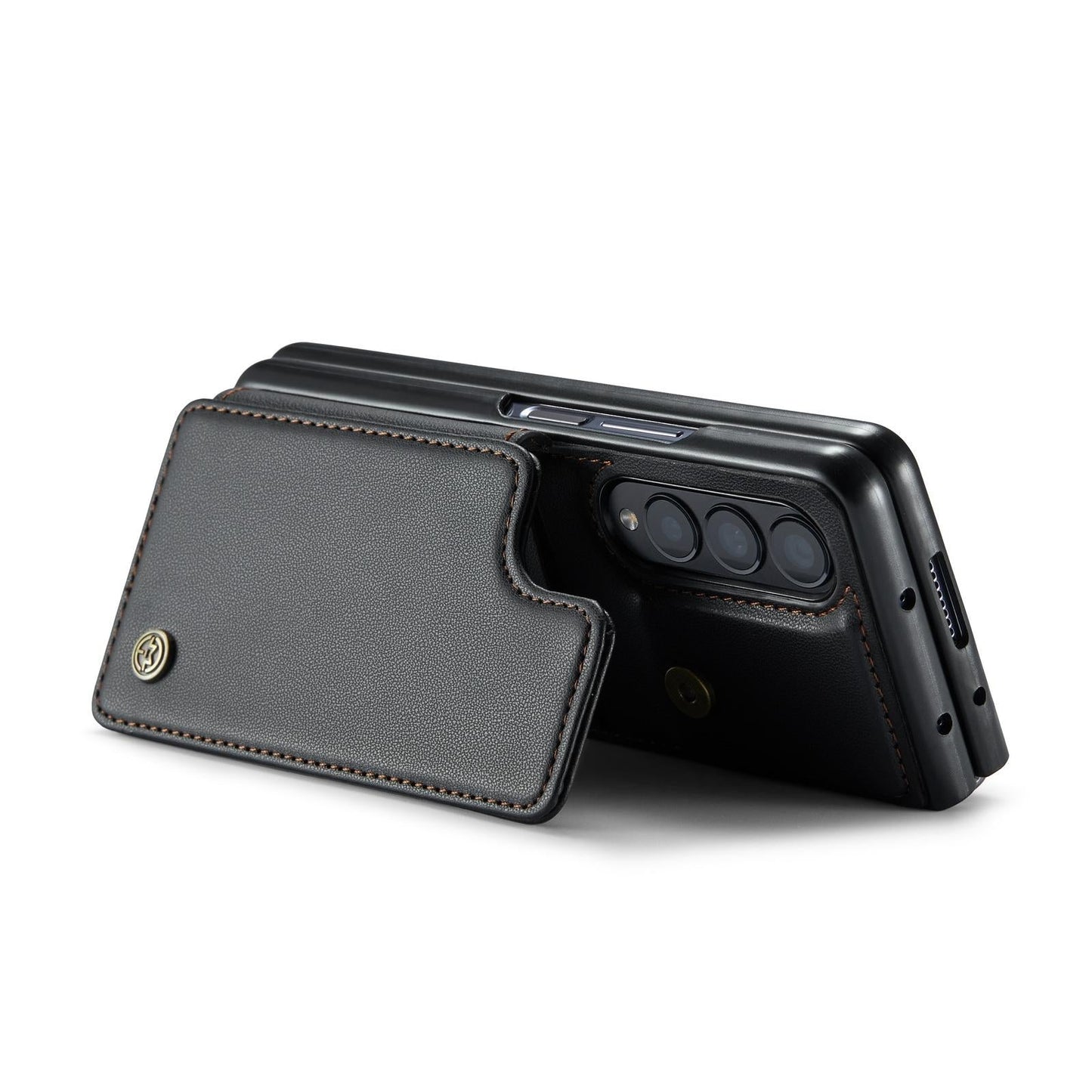 Leather Rfid Phone Case for Samsung Galaxy z Fold 4 5g - Wine Red