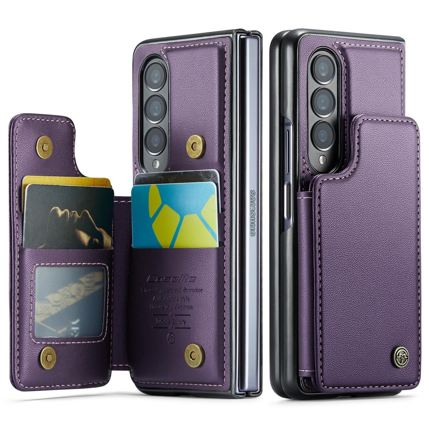 Leather Rfid Phone Case for Samsung Galaxy z Fold 4 5g - Wine Red