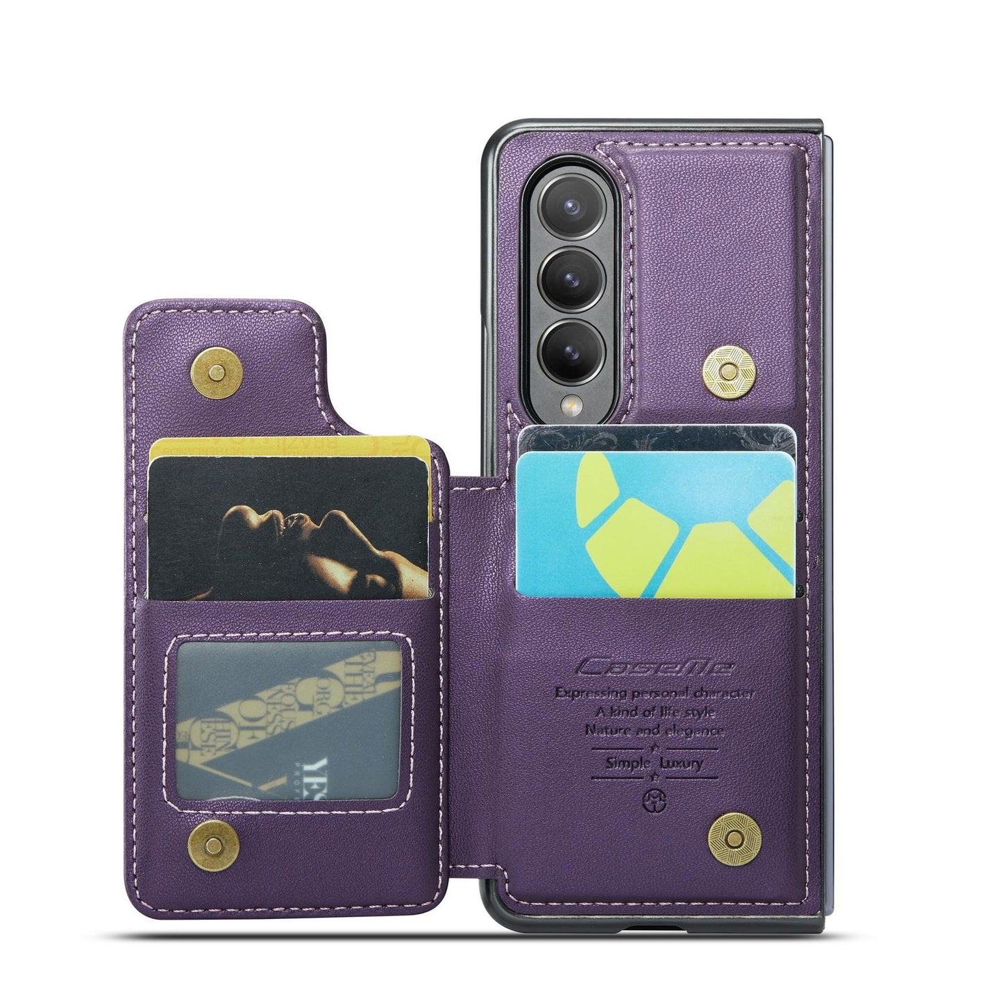 Leather Rfid Phone Case for Samsung Galaxy z Fold 4 5g - Wine Red