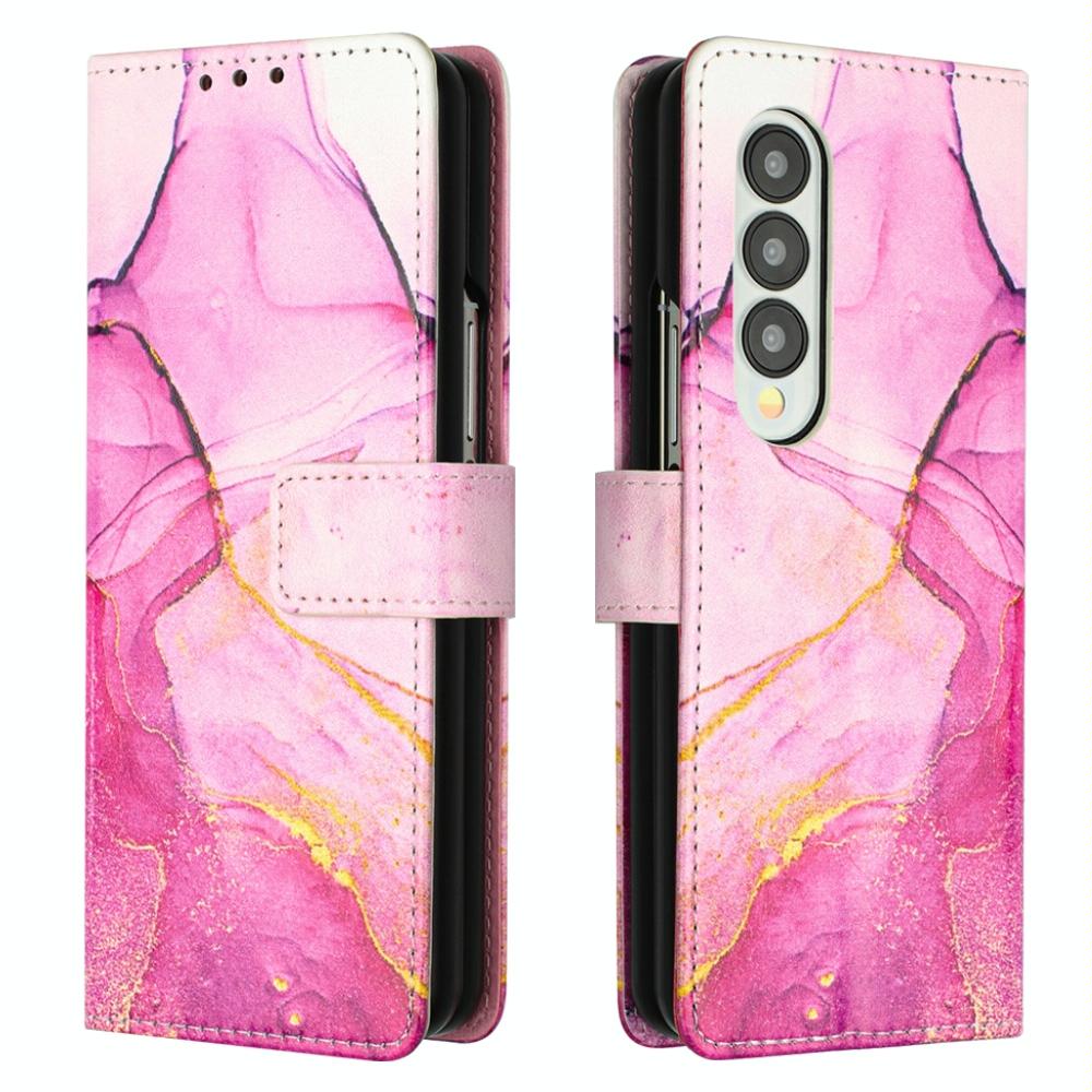Marble Leather Flip Case for Samsung Galaxy z Fold 4 - Galaxy Marble White Ls004