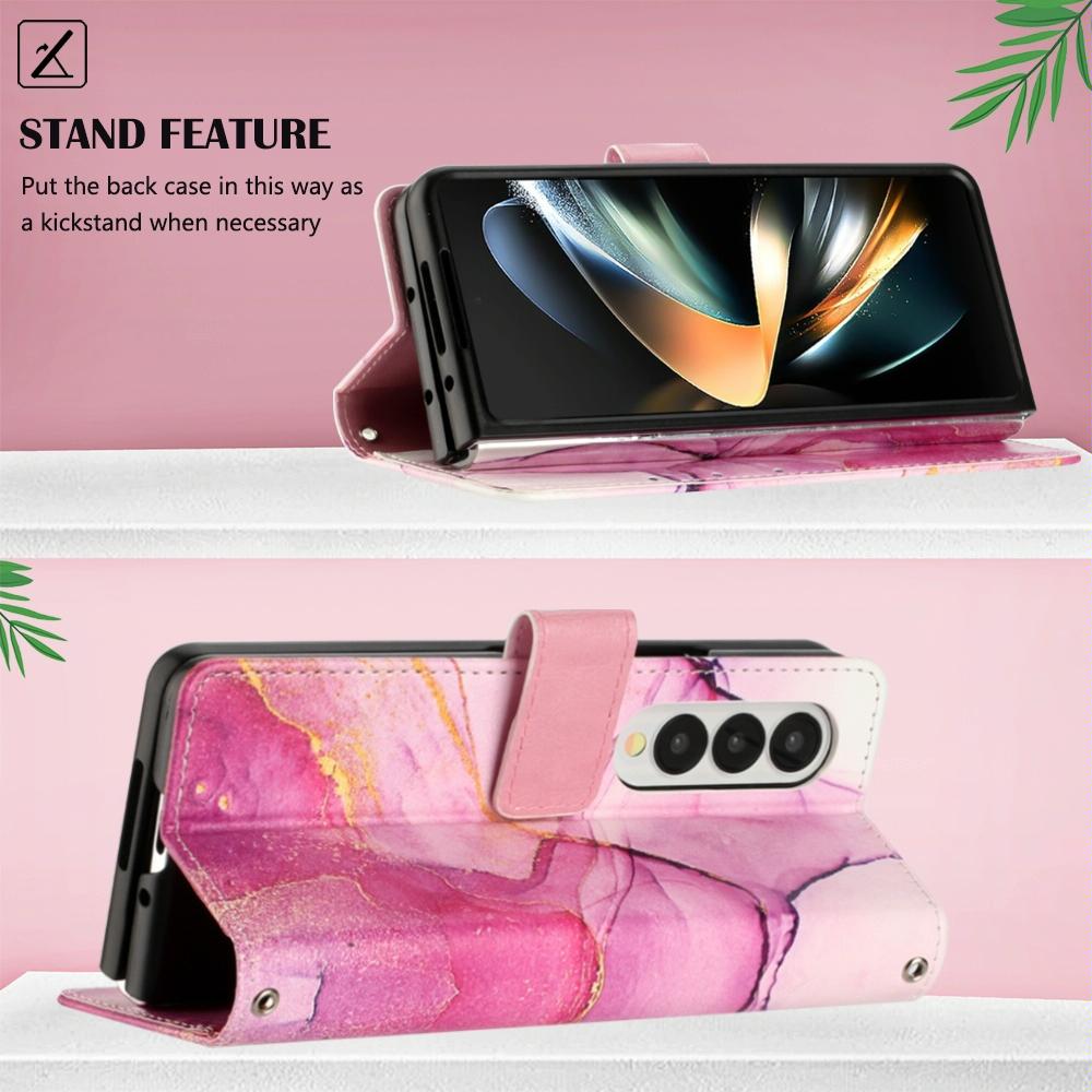 Marble Leather Flip Case for Samsung Galaxy z Fold 4 - Galaxy Marble White Ls004