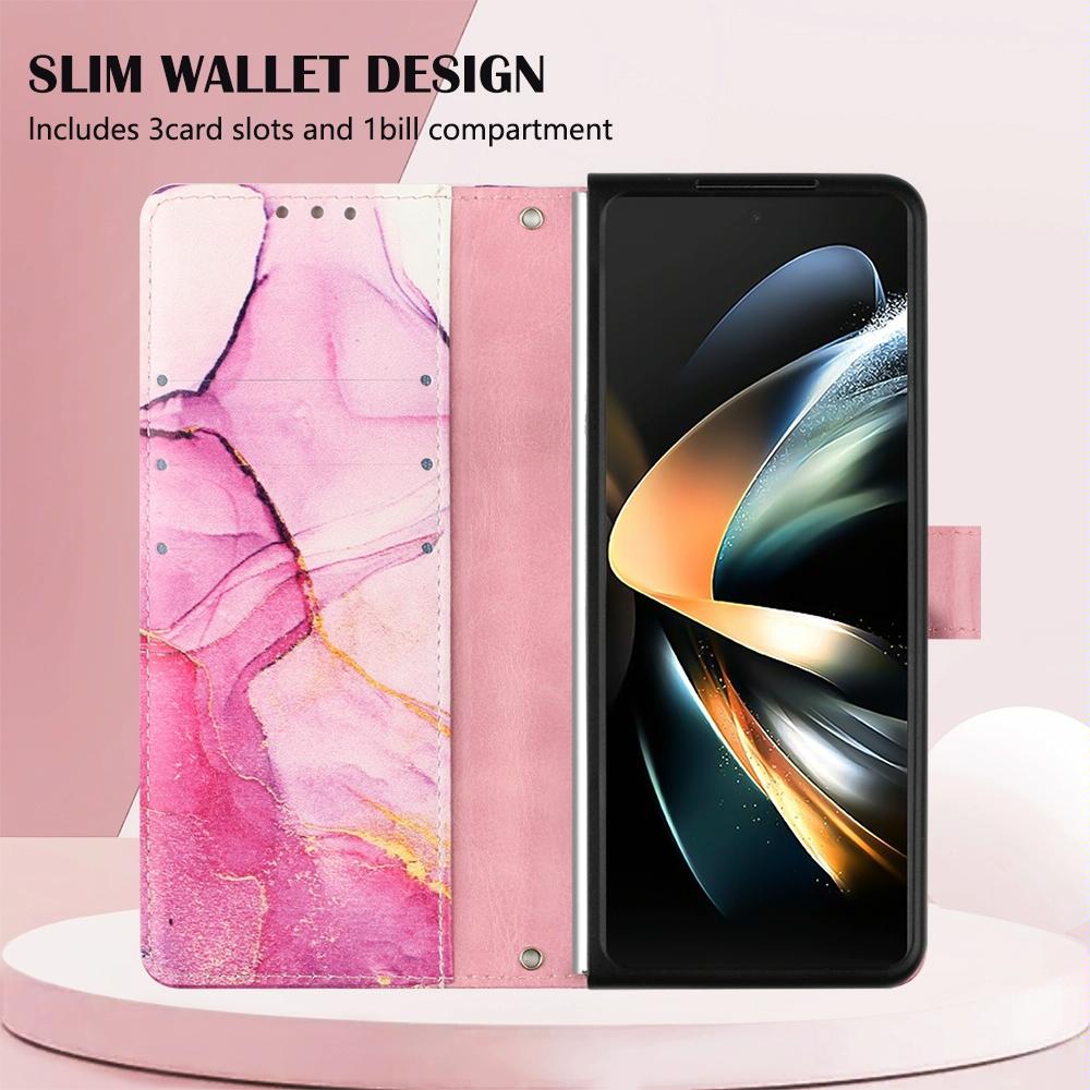 Marble Leather Flip Case for Samsung Galaxy z Fold 4 - Galaxy Marble White Ls004