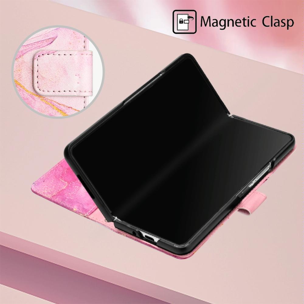 Marble Leather Flip Case for Samsung Galaxy z Fold 4 - Galaxy Marble White Ls004