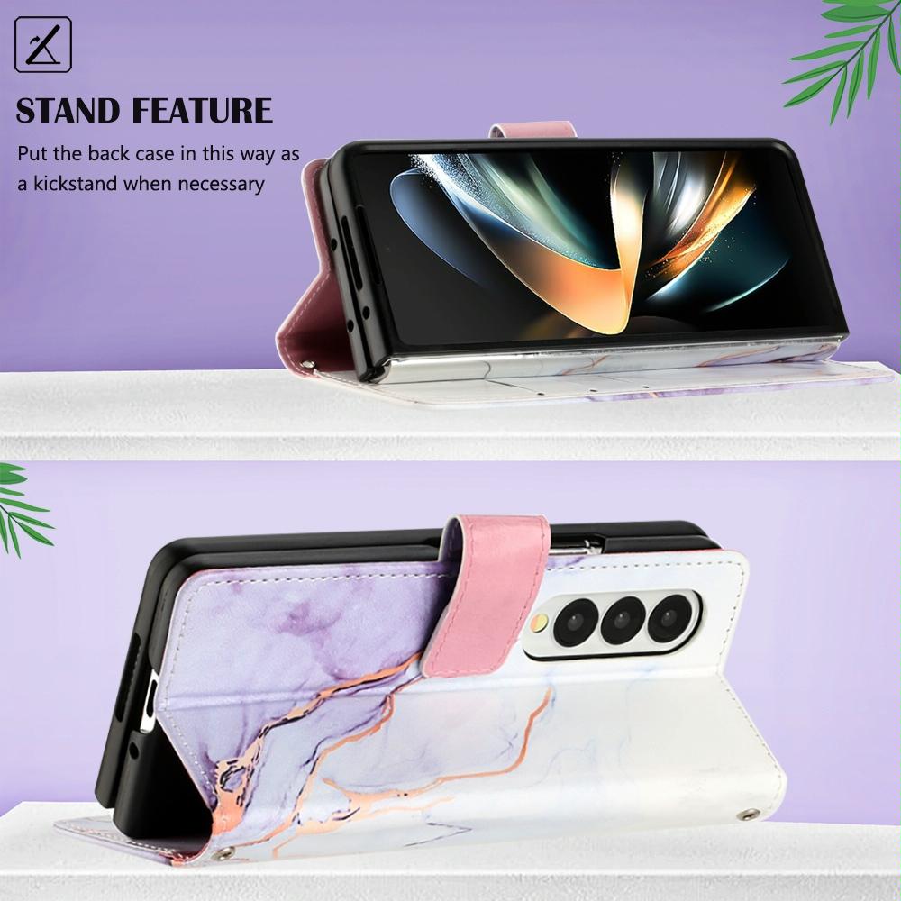 Marble Leather Flip Case for Samsung Galaxy z Fold 4 - Galaxy Marble White Ls004