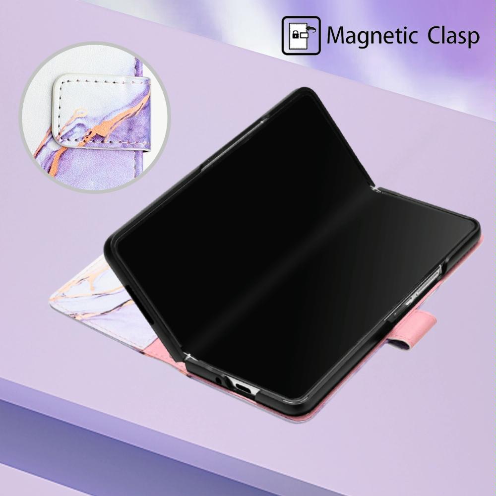 Marble Leather Flip Case for Samsung Galaxy z Fold 4 - Galaxy Marble White Ls004