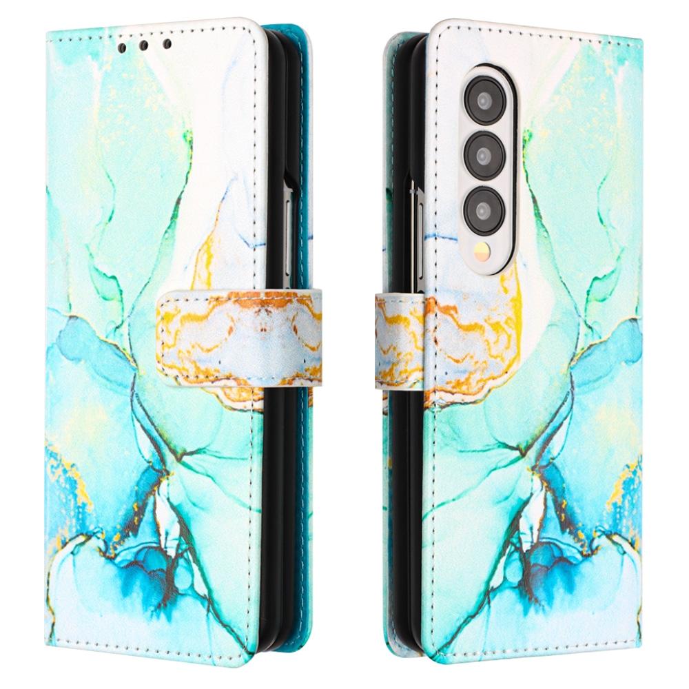 Marble Leather Flip Case for Samsung Galaxy z Fold 4 - Galaxy Marble White Ls004