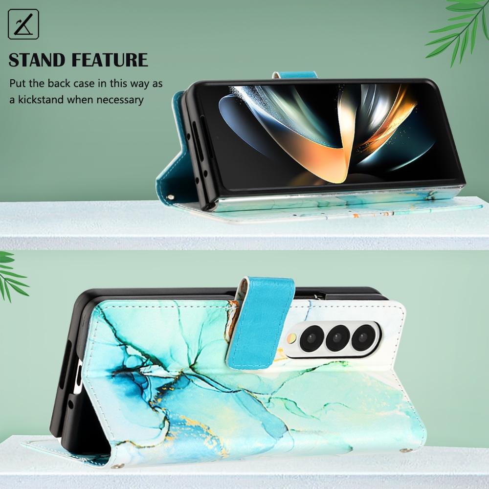 Marble Leather Flip Case for Samsung Galaxy z Fold 4 - Galaxy Marble White Ls004