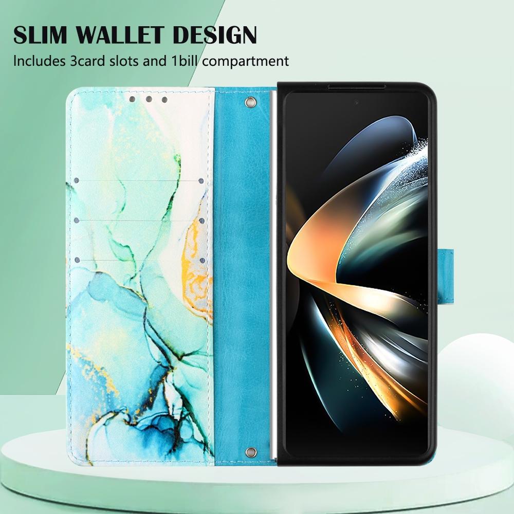 Marble Leather Flip Case for Samsung Galaxy z Fold 4 - Galaxy Marble White Ls004