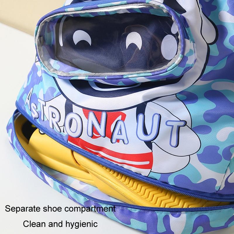 Kids' Swim Bag Cute Cartoon Beach Backpack Waterproof Dry / Wet Large 2 Layer - Green - Small 1 Layer