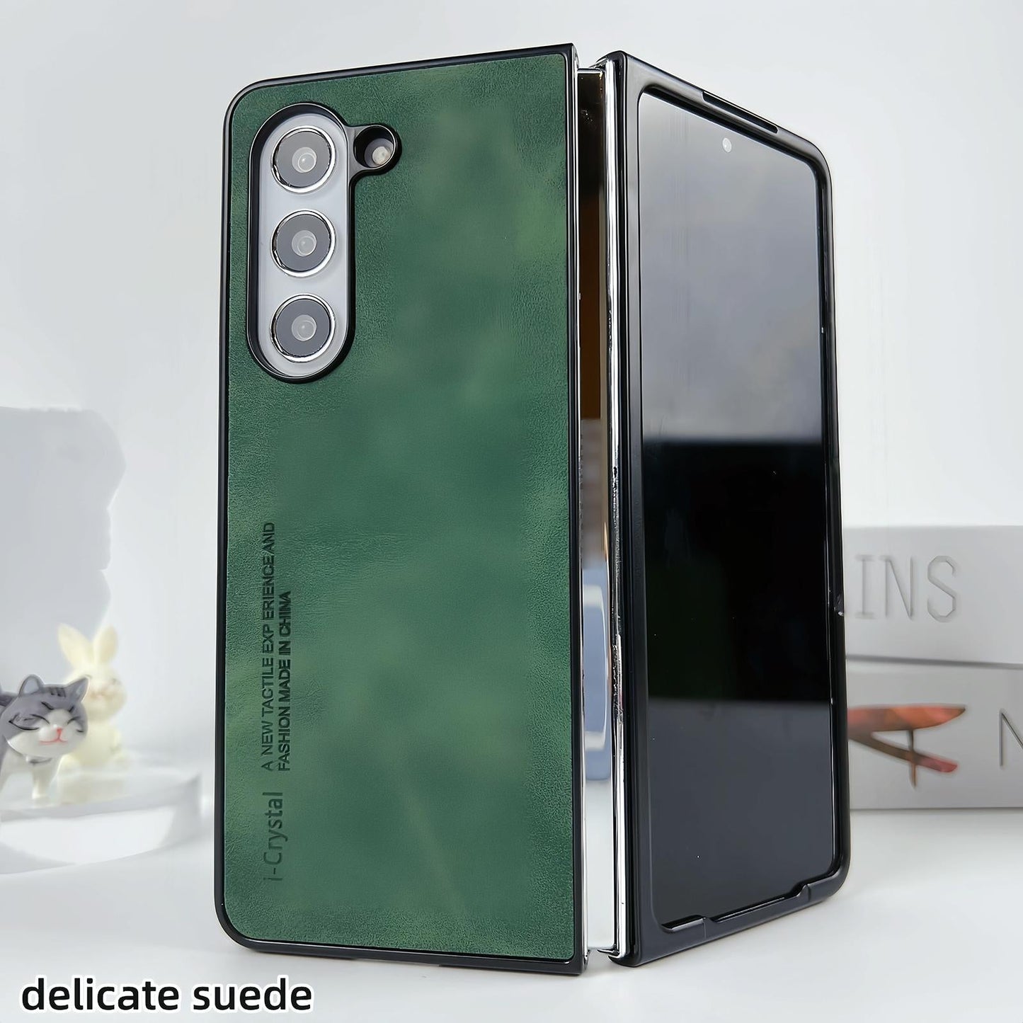 Crystal Leather Foldable Case for Samsung Galaxy z Fold 4 - Dark Grey