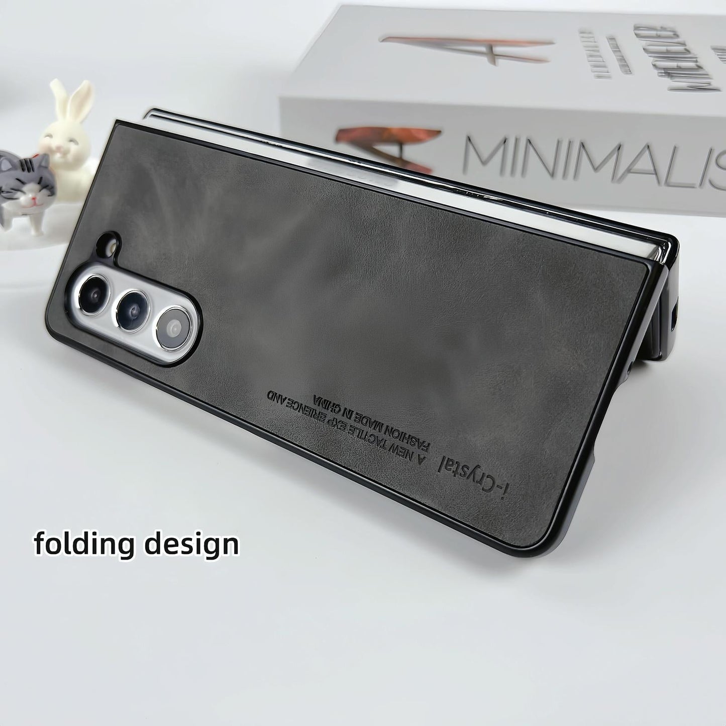 Crystal Leather Foldable Case for Samsung Galaxy z Fold 4 - Dark Grey