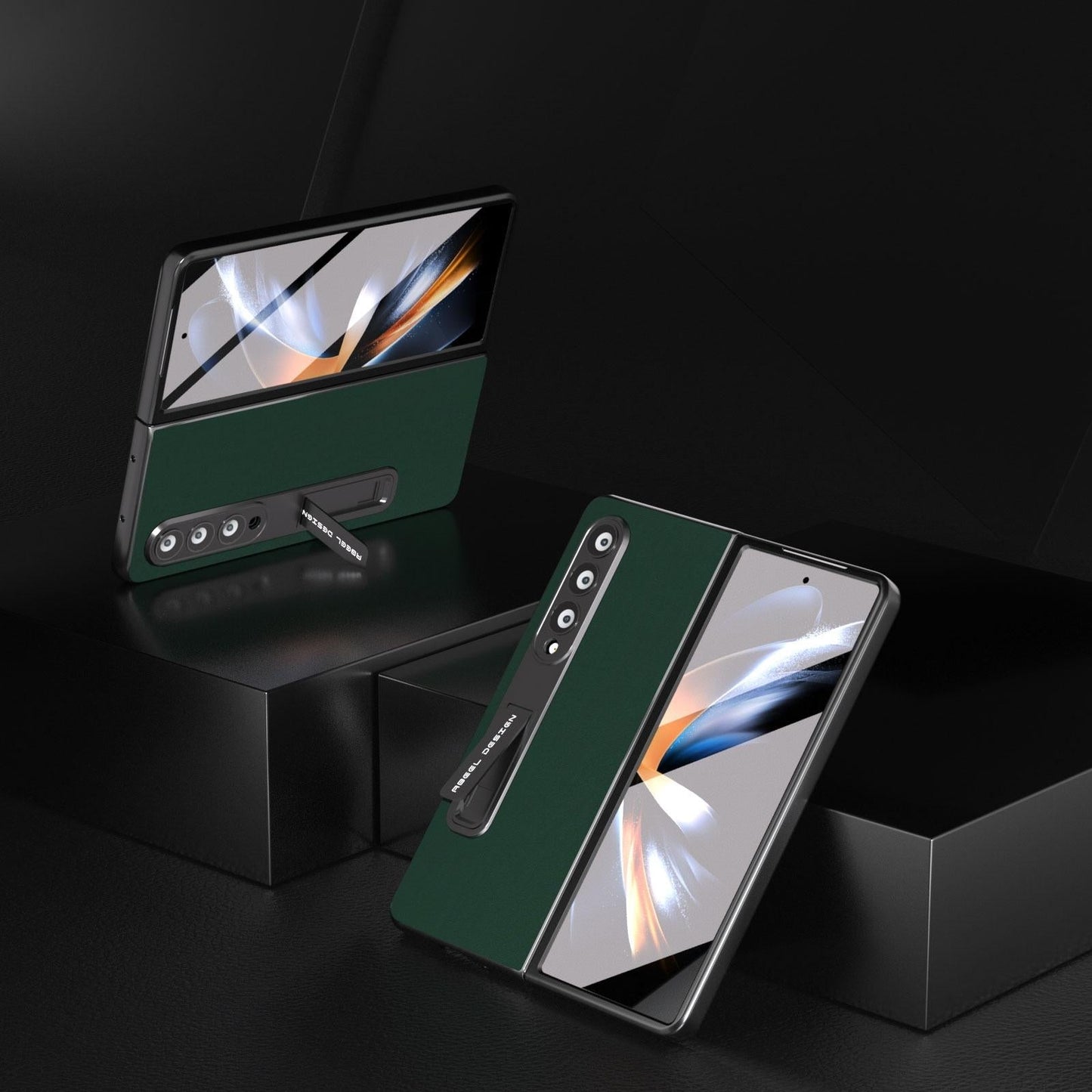 For Samsung Galaxy Z Fold4 5G Phone Case With Holder - Silky Soft Edge - Green