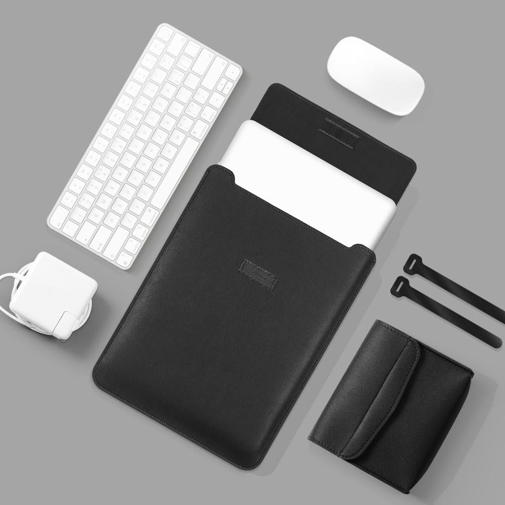 Lightweight Leather Computer Bag - 4-in-1 Portable - Fits 15.4 / 15.6 / 16.1 Inches - Grey