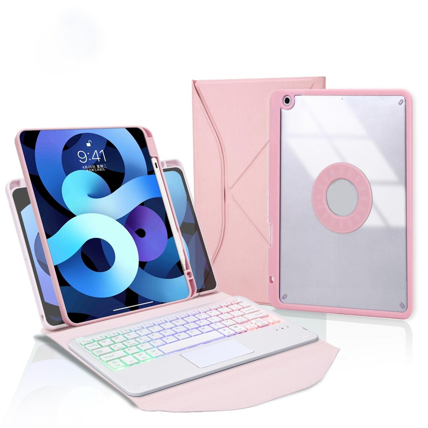 Bluetooth Keyboard Leather Case For Ipad 10.2 - Touchpad Backlight Pen Slot - 2021 / 2020 / 2019 - Green