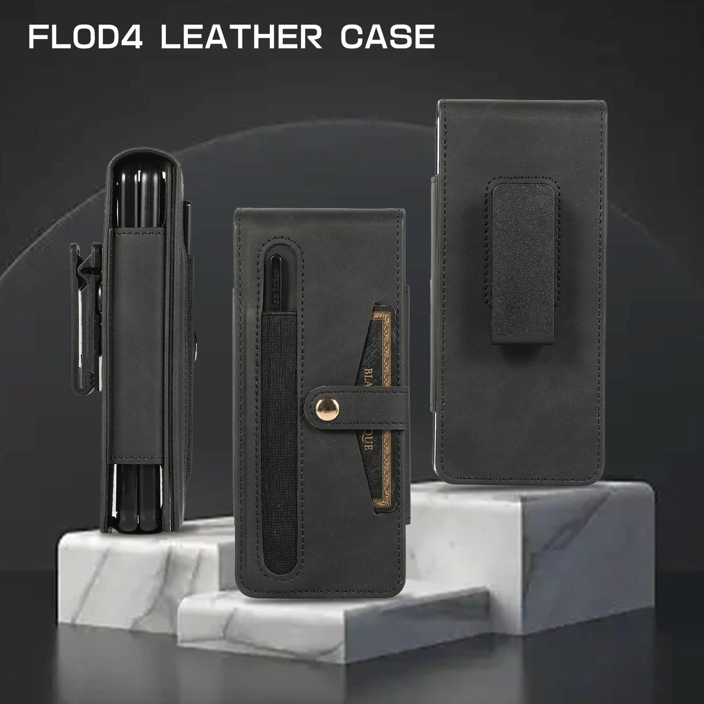 Shockproof Foldable Leather Case with Stylus for Samsung Galaxy z Fold 4 / 5g - Grey