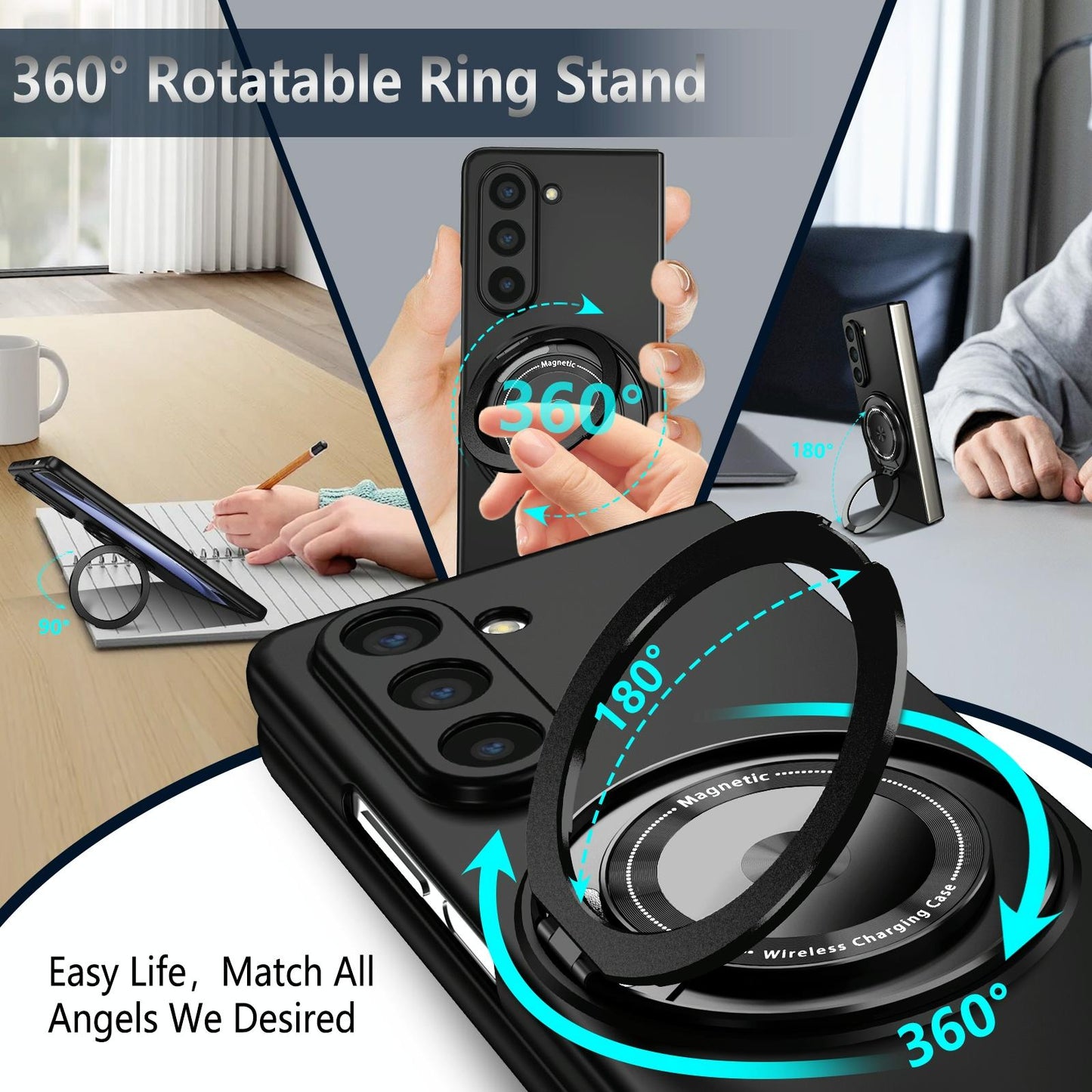 Shockproof 360 Degree Rotating Case for Samsung Galaxy z Fold 4 / 5g - Black