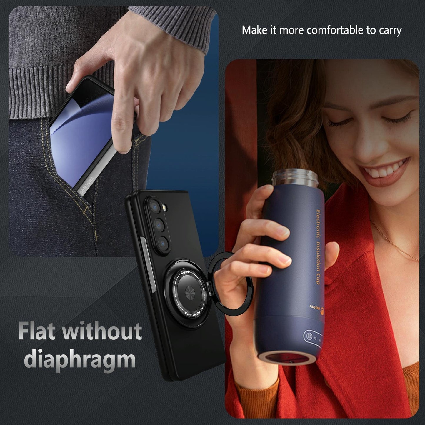 Shockproof 360 Degree Rotating Case for Samsung Galaxy z Fold 4 / 5g - Black
