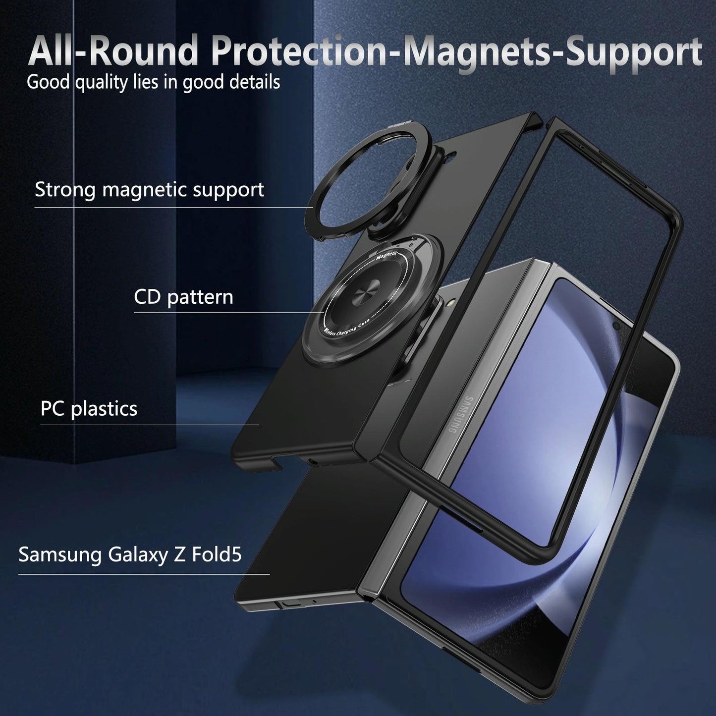 Shockproof 360 Degree Rotating Case for Samsung Galaxy z Fold 4 / 5g - Black