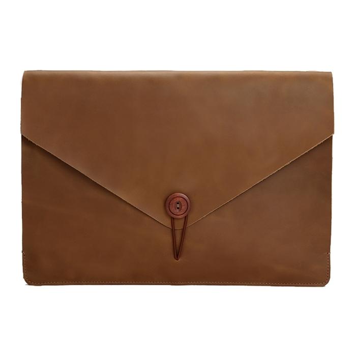 15.4 Business Laptop Tablet Bag - Genuine Leather - Universal Fit - Coffee