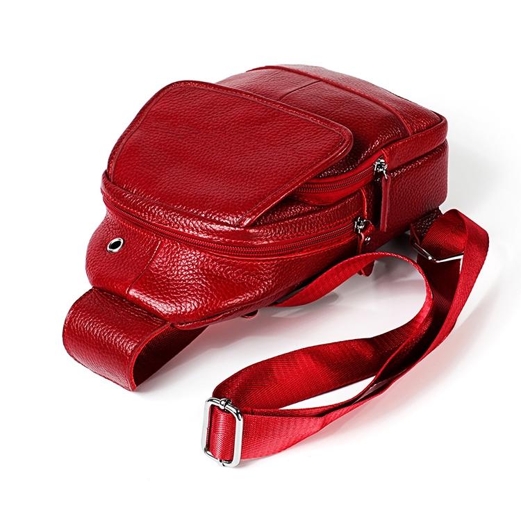 Men Litchi Texture Full Grain Cowhide Crossbody Bag - Coffee