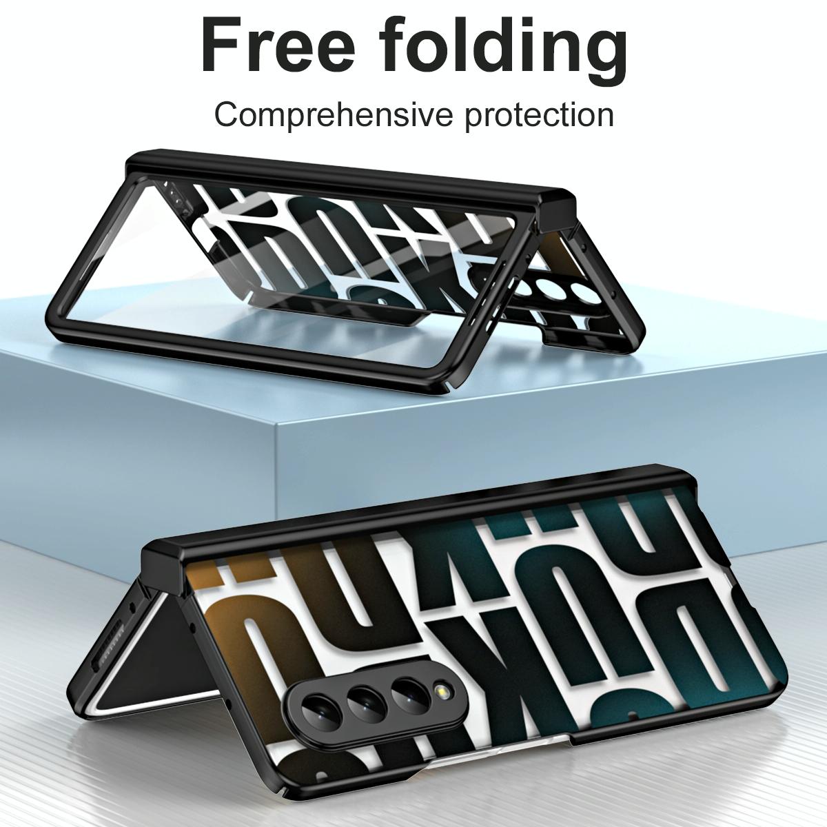 Foldable Electroplated Phone Case for Samsung Galaxy z Fold 4 5g with Hinge - Tyrant Gold