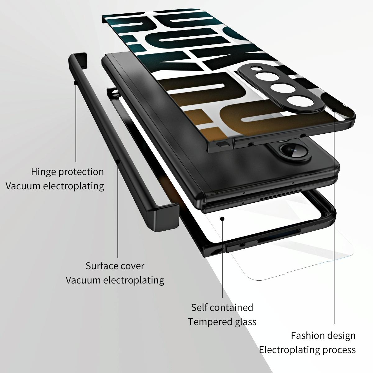Foldable Electroplated Phone Case for Samsung Galaxy z Fold 4 5g with Hinge - Tyrant Gold
