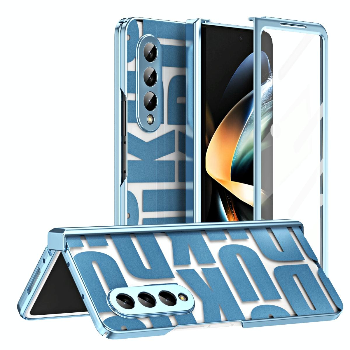 Foldable Electroplated Phone Case for Samsung Galaxy z Fold 4 5g with Hinge - Tyrant Gold