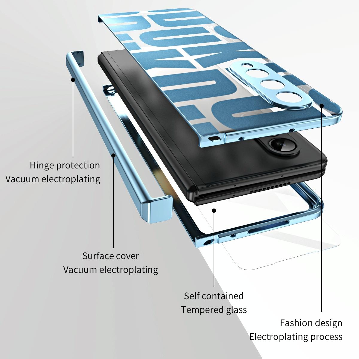 Foldable Electroplated Phone Case for Samsung Galaxy z Fold 4 5g with Hinge - Tyrant Gold