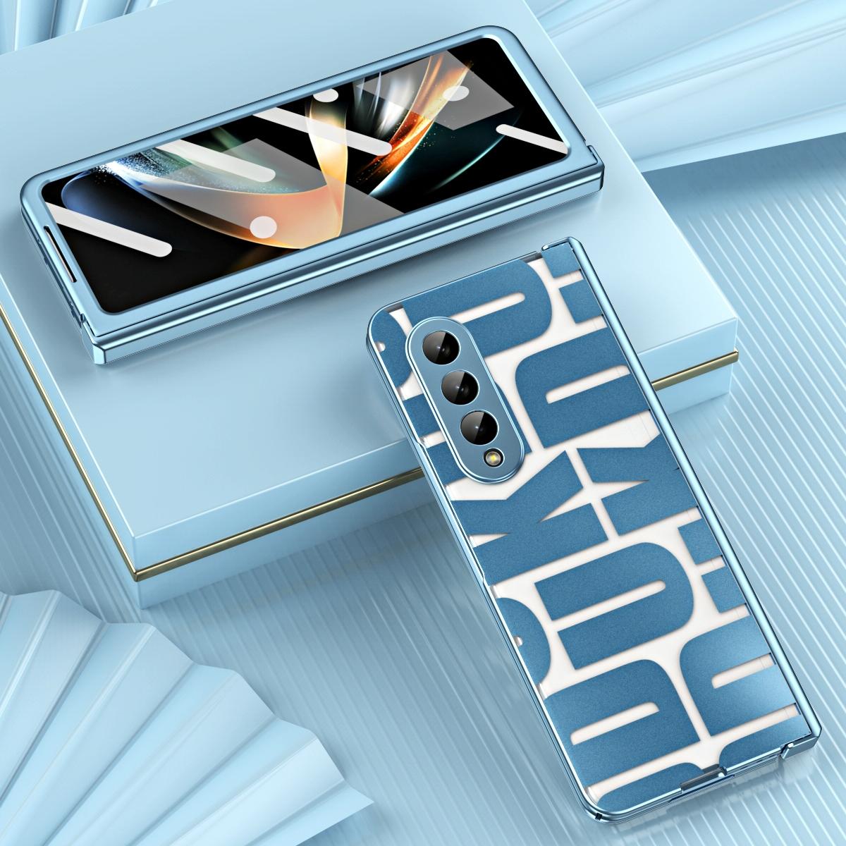 Foldable Electroplated Phone Case for Samsung Galaxy z Fold 4 5g with Hinge - Tyrant Gold