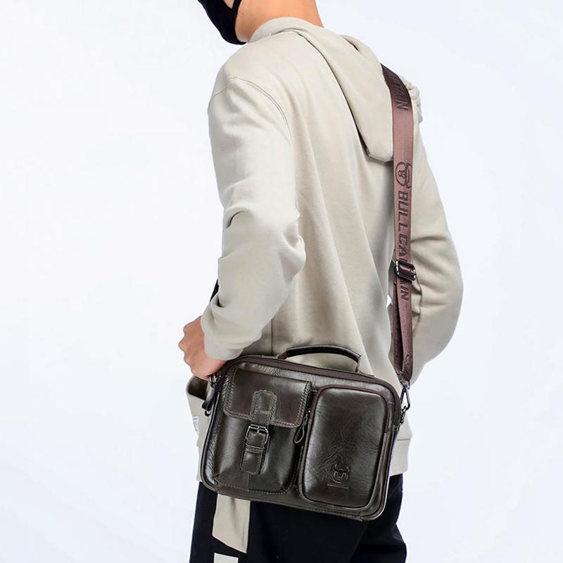 Retro Leather Men Shoulder Bag - Brown