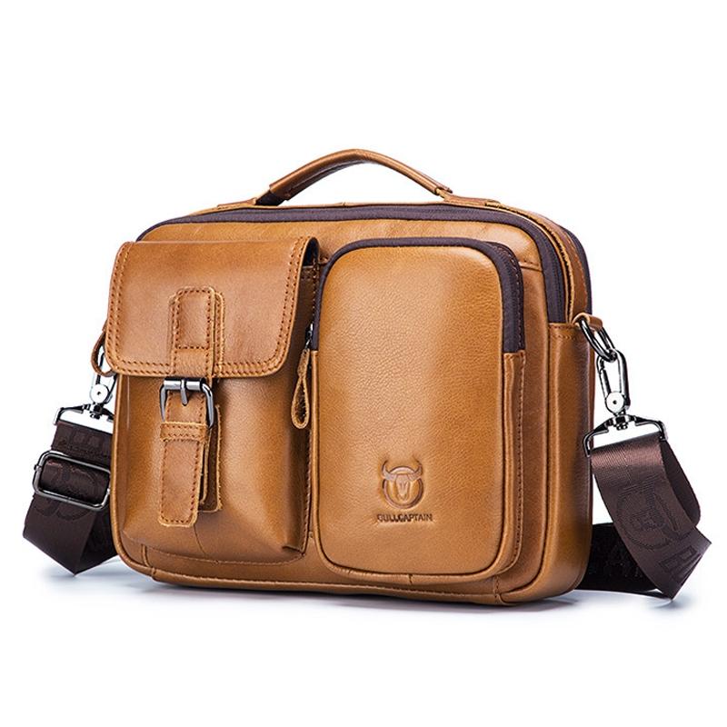 Retro Leather Men Shoulder Bag - Brown