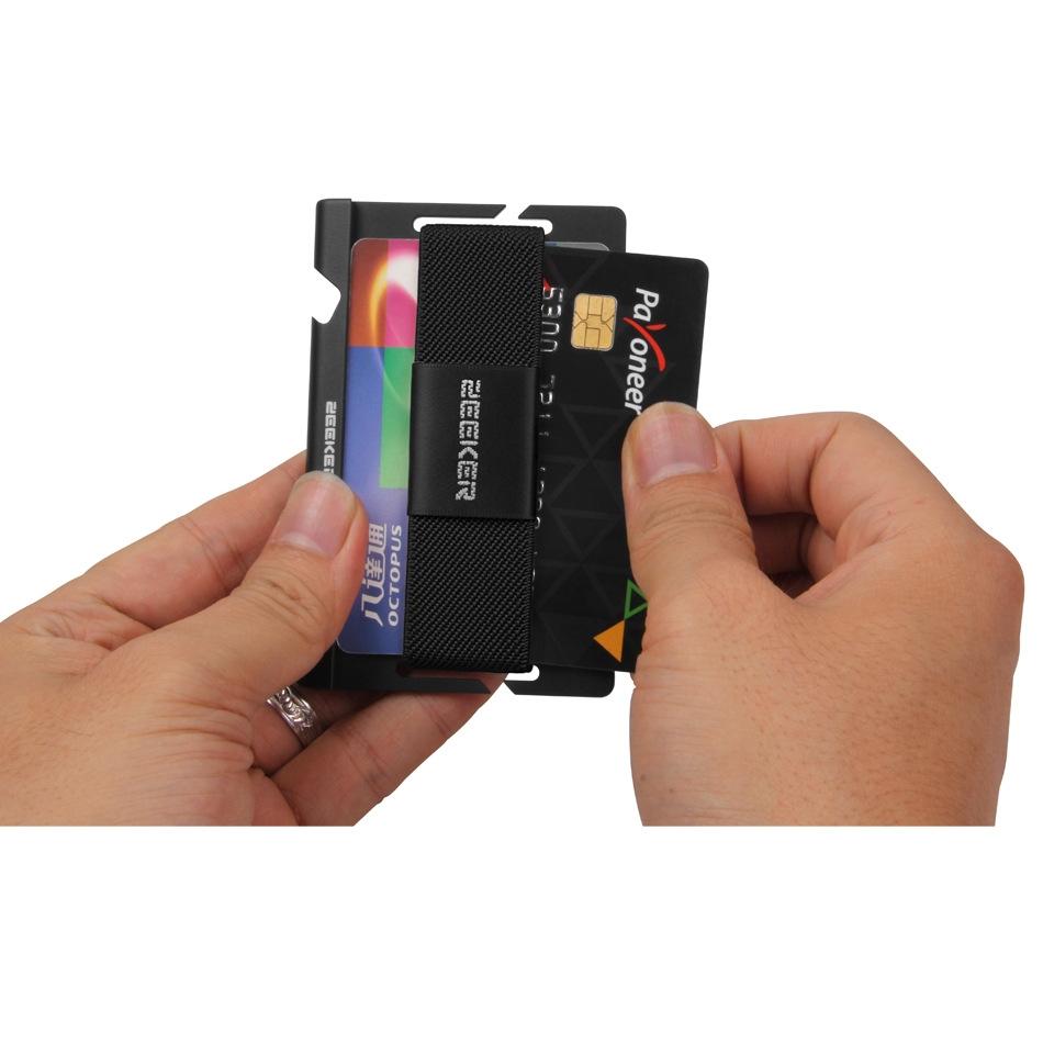 Multi Function Aluminum Card Holder For Men & Women Elastic Band Wallet - Blue