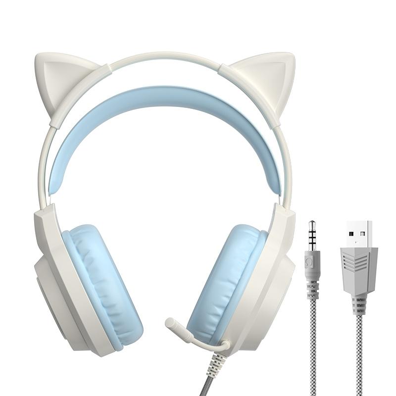 Rgb Cat Ear Gaming Headset - Blue