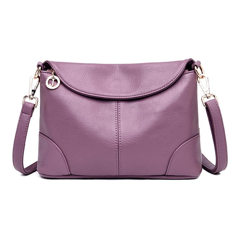 Stylish Soft Leather Shoulder Bag - Red