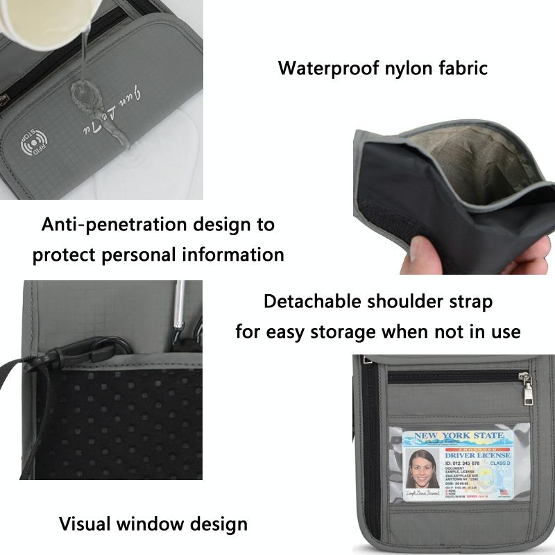 Rfid Passport Storage Bag Anti Theft Messenger - Black